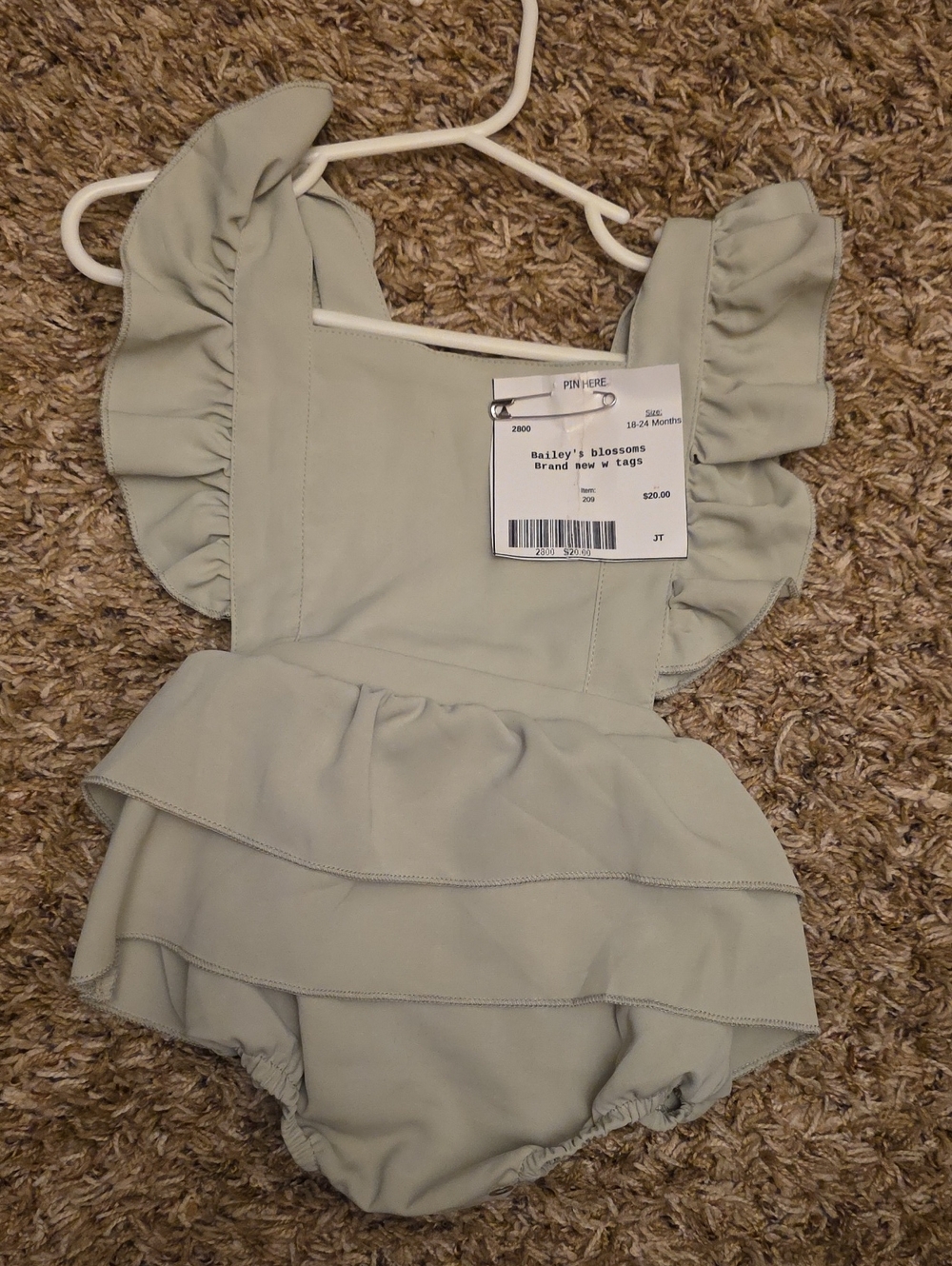 Bailey's Blossoms Sage Ruffle Romper